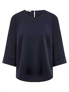 Bluse Rundhals-Ausschnitt Peter Hahn blau günstig online kaufen