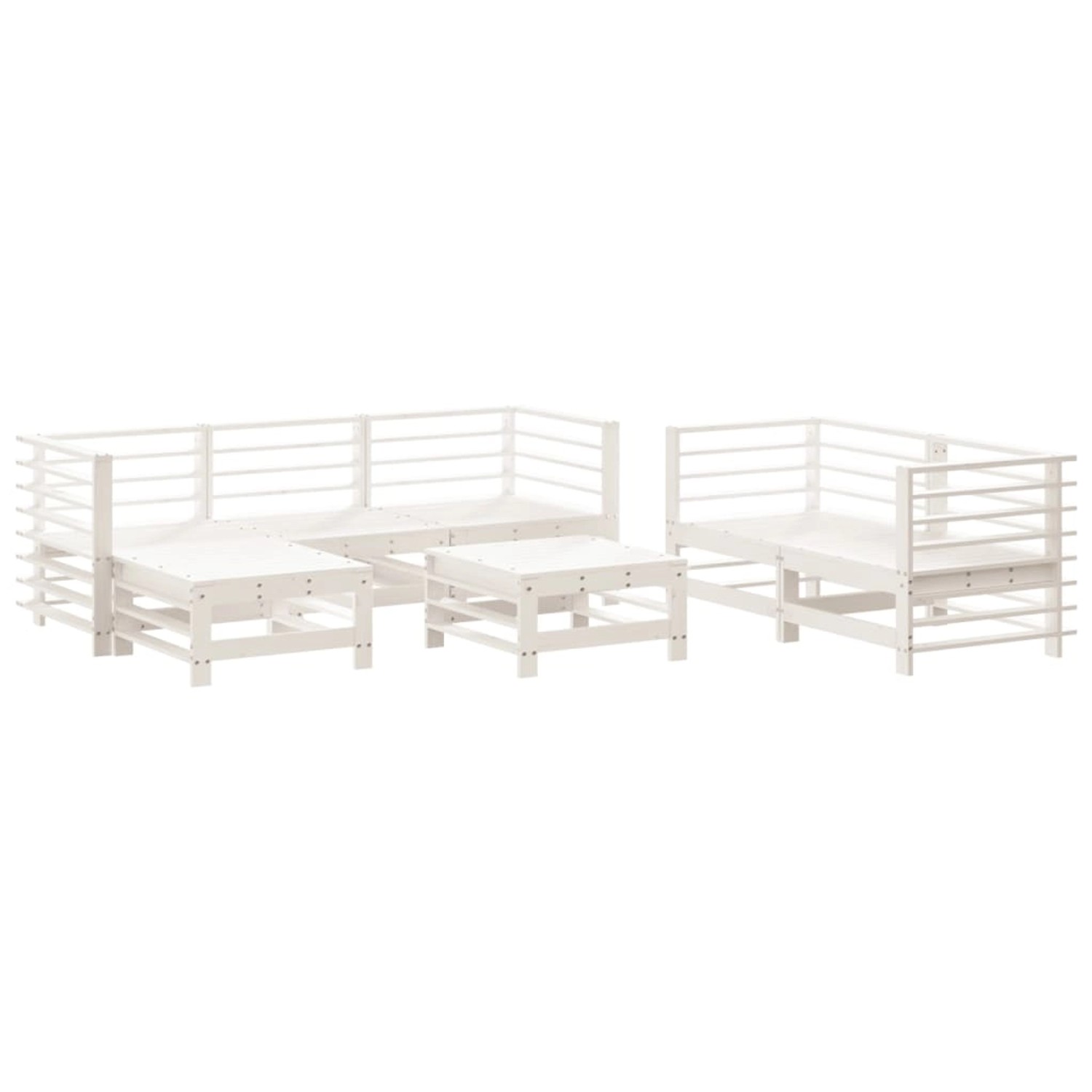 vidaXL 7-Tlg Garten-Lounge-Set Weiß Massivholz Kiefer 3186194 günstig online kaufen