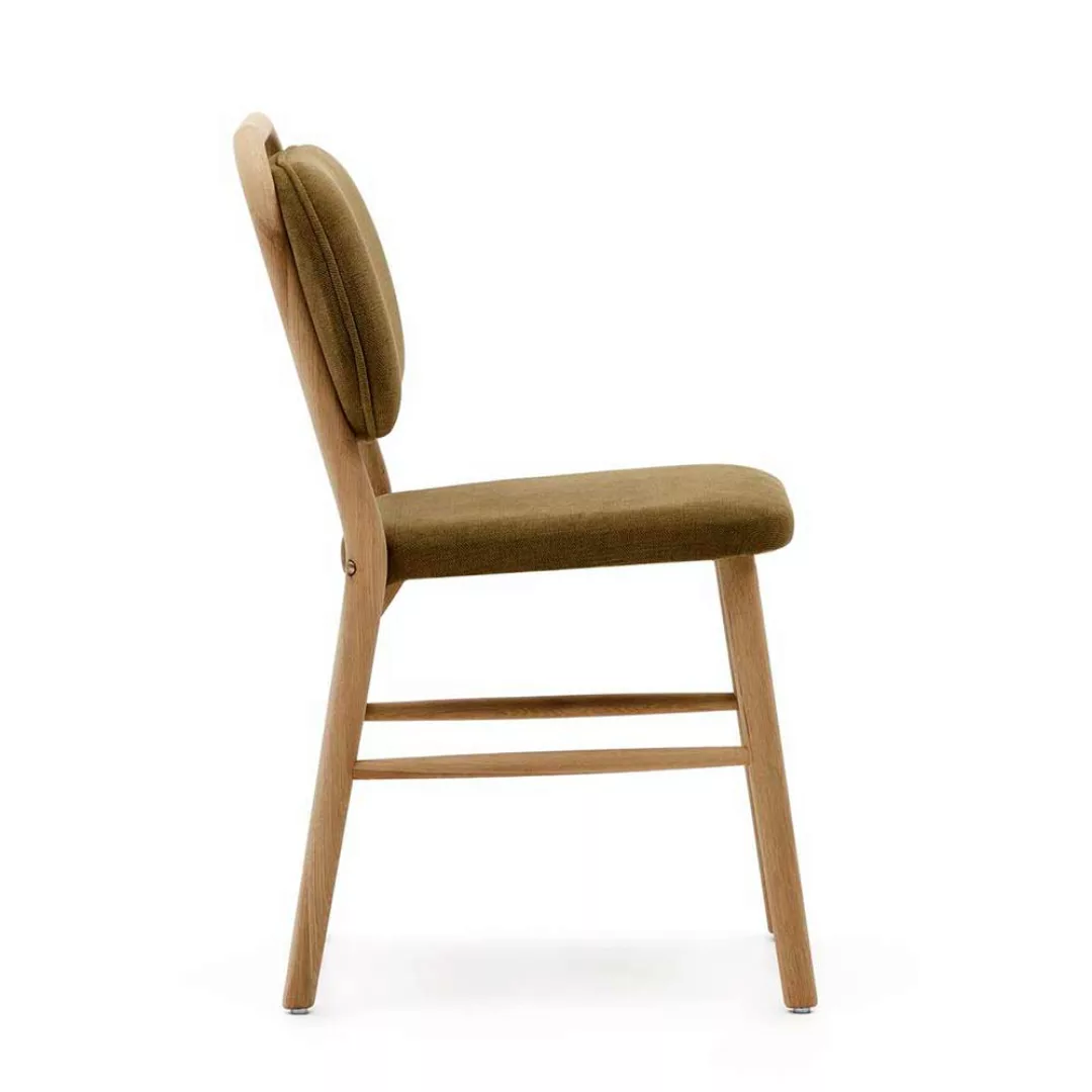 Design Esstisch Stühle in Dunkelgrün Gestell aus Eiche Massivholz (2er Set) günstig online kaufen