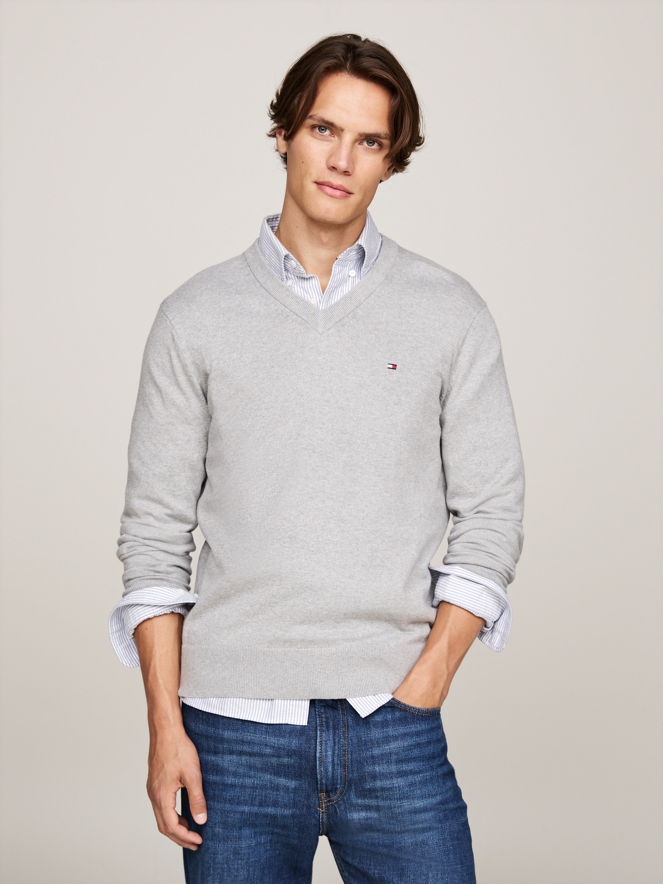 Tommy Hilfiger V-Ausschnitt-Pullover "PIMA ORG CTN CASHMERE V NECK" günstig online kaufen