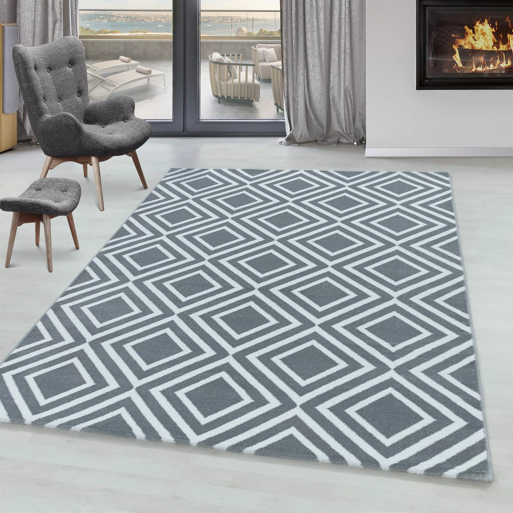 SIMPEX24 Designteppich Geometrisch Design, Läufer, Höhe: günstig online kaufen