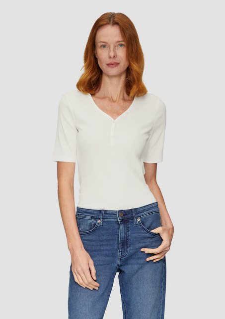 s.Oliver Kurzarmshirt Rippshirt mit Henley-Ausschnitt günstig online kaufen