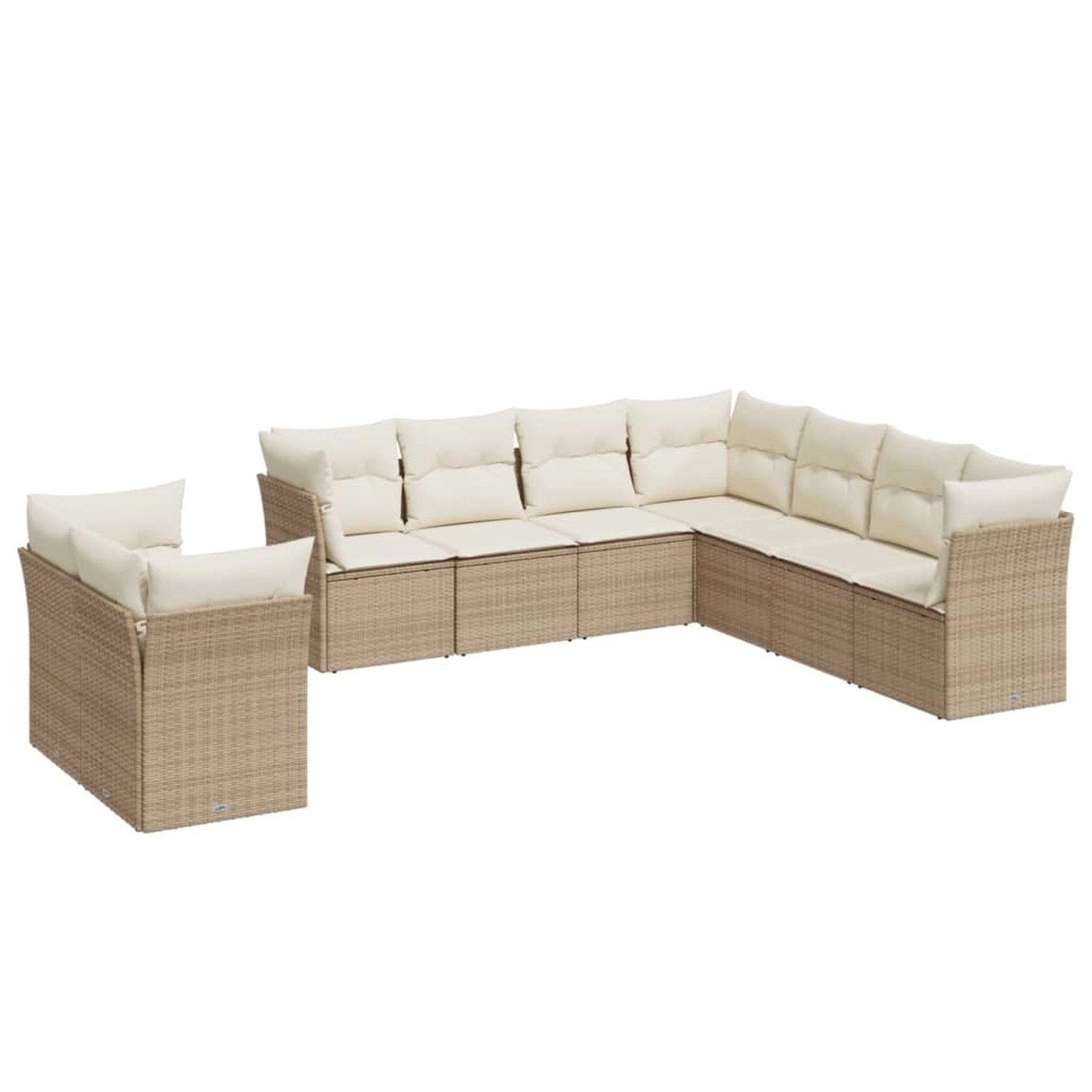 vidaXL 9-Tlg Garten-Sofagarnitur mit Kissen Beige Poly Rattan 3217838 günstig online kaufen