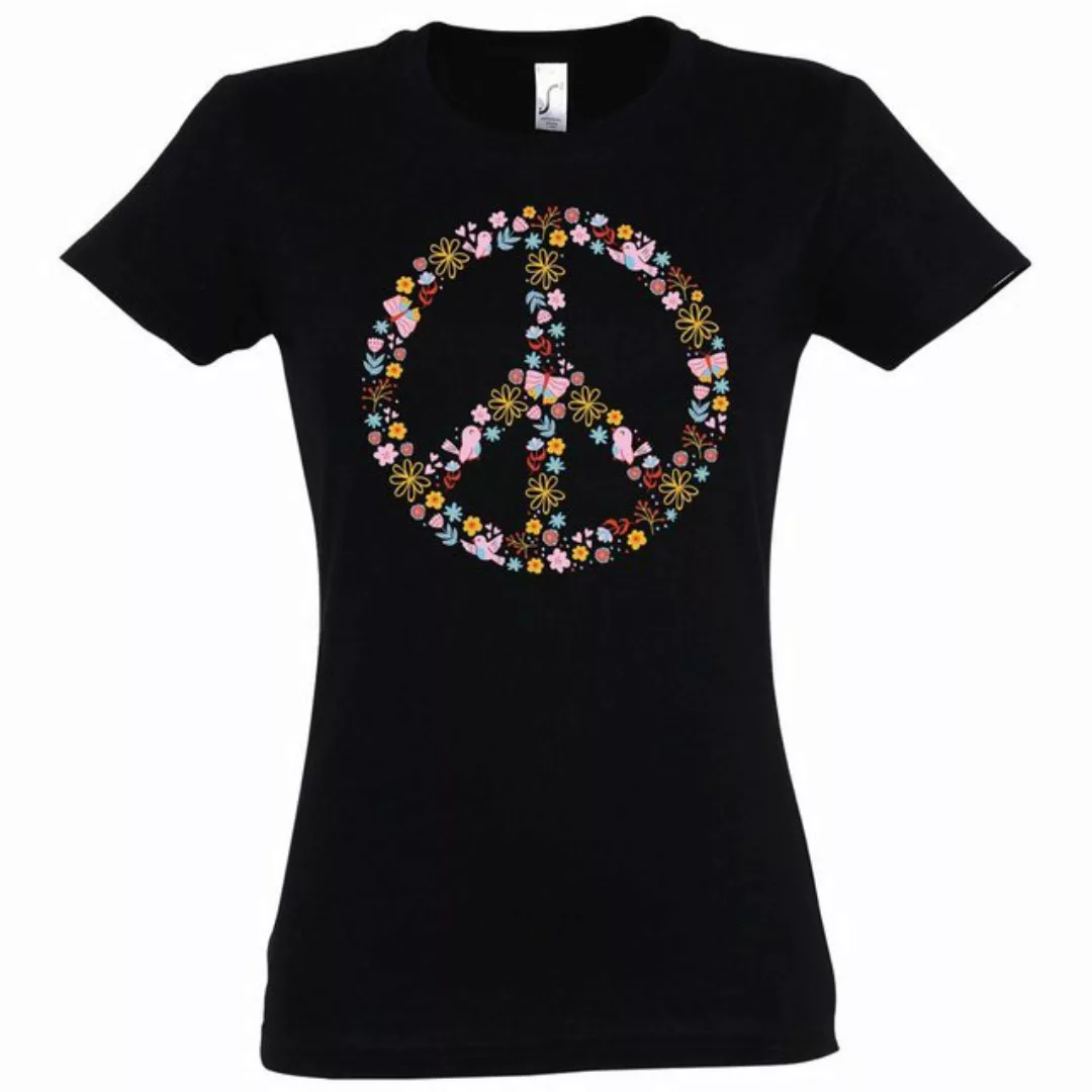 Youth Designz T-Shirt Peace Flowers Damen Shirt mit Trendigem Retro Look günstig online kaufen