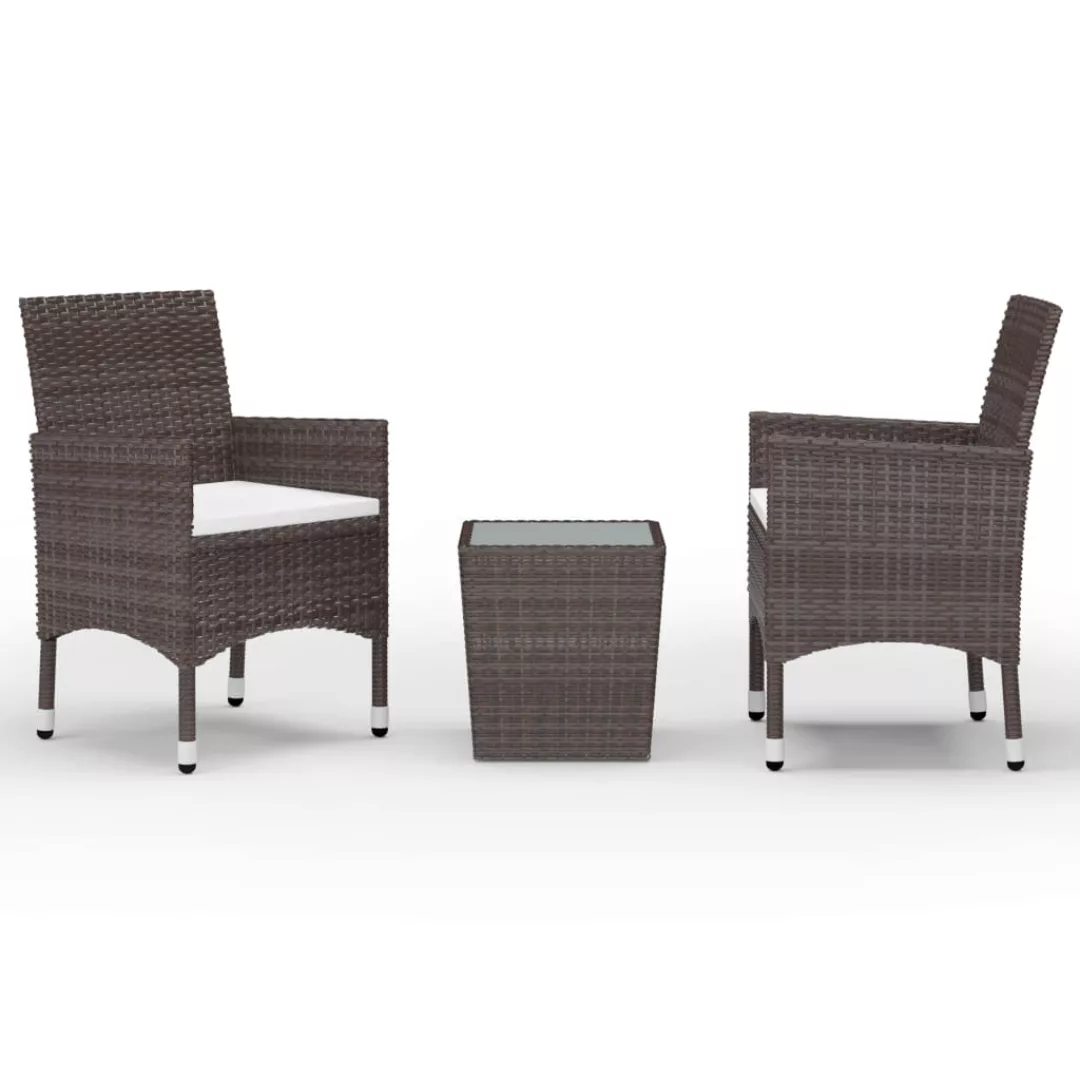 3-tlg. Bistro-set Poly Rattan Und Hartglas Braun günstig online kaufen