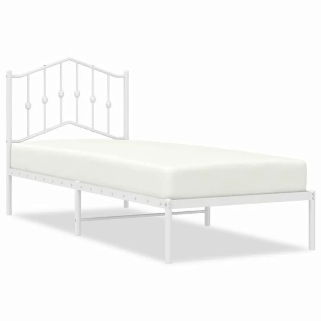 furnicato Bett Bettgestell mit Kopfteil Metall Weiß 90x190 cm günstig online kaufen