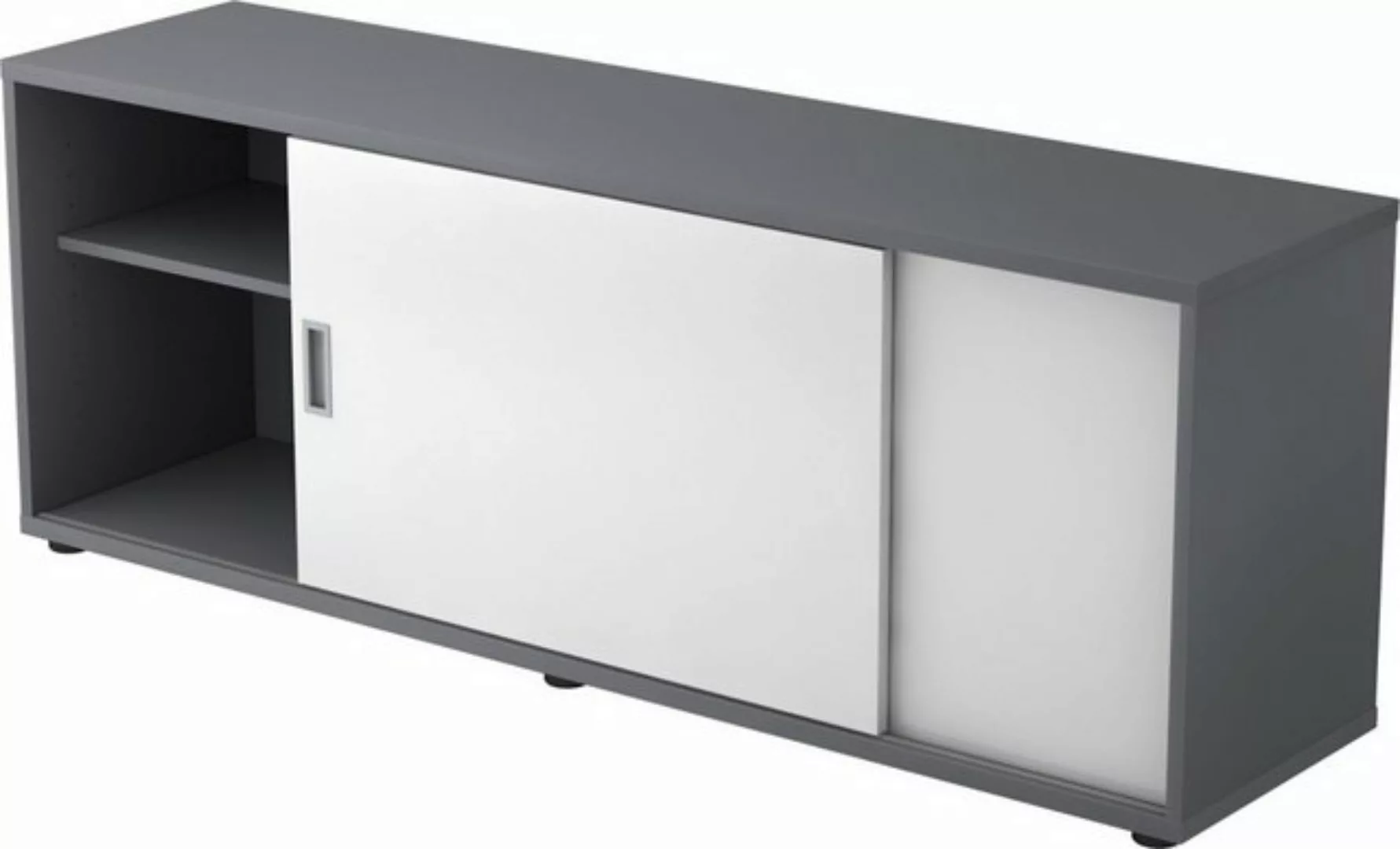 Aktenschrank Sideboard 1,5 OH BxTxH 160x40x59,6cm Graphit/Weiß günstig online kaufen