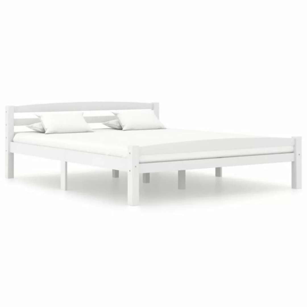 vidaXL Bettgestell Massivholzbett Weiß Kiefer 160x200 cm Doppelbett Bett Be günstig online kaufen