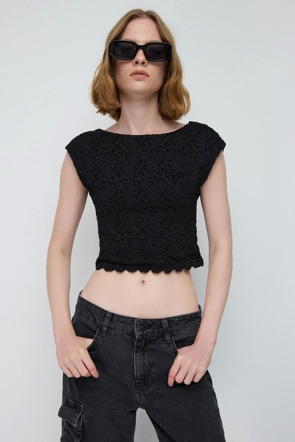 No Matter What Crop-Top Rückenfreies Spitzen Kurzarm Crop Top günstig online kaufen