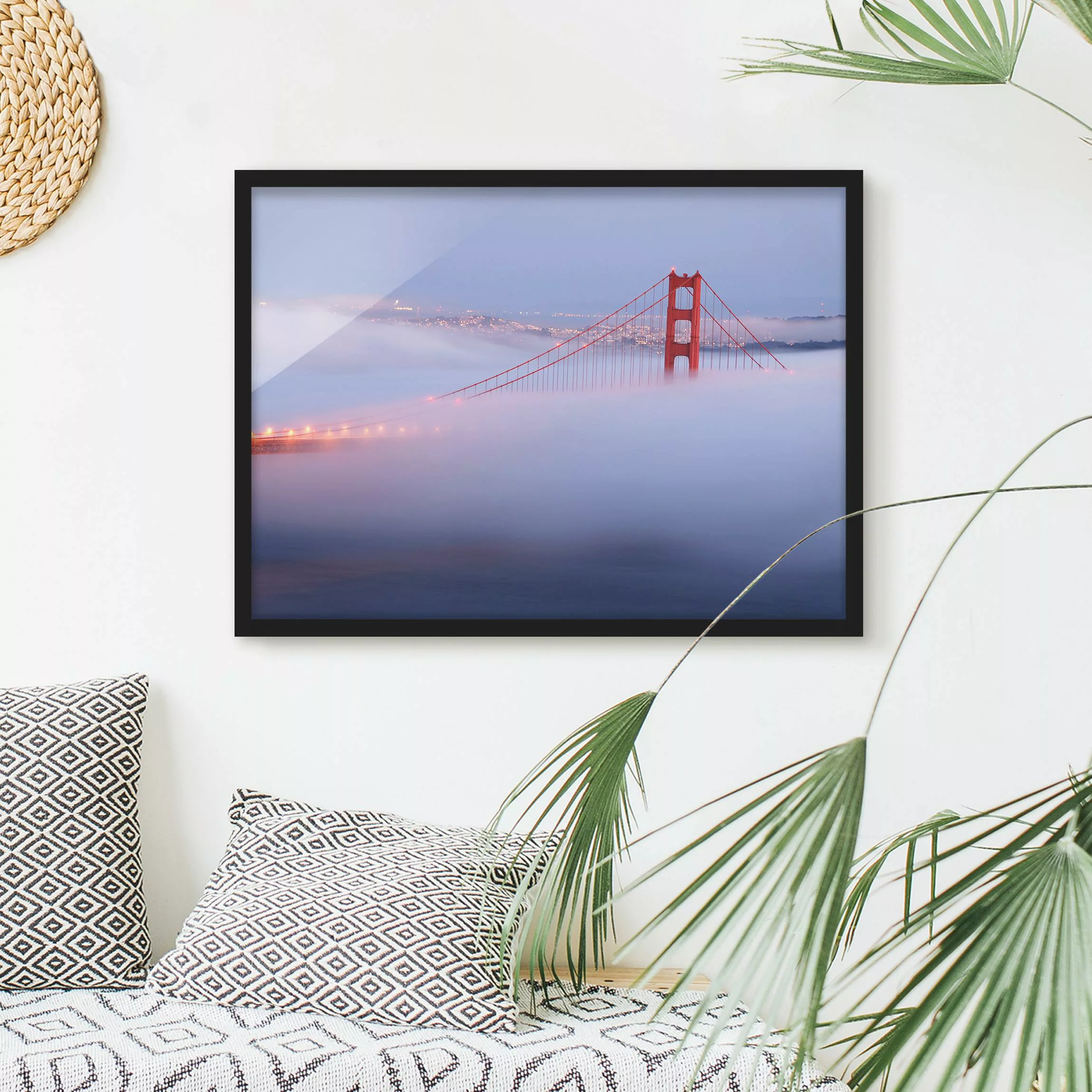 Bild mit Rahmen Architektur & Skyline - Querformat San Franciscos Golden Ga günstig online kaufen