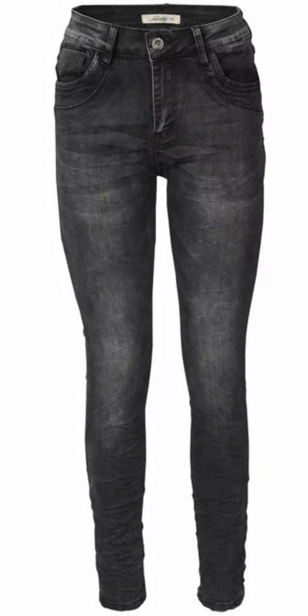 Jewelly Regular-fit-Jeans Jeans, Schwarze Stretch Jeans Five-Pocket im günstig online kaufen