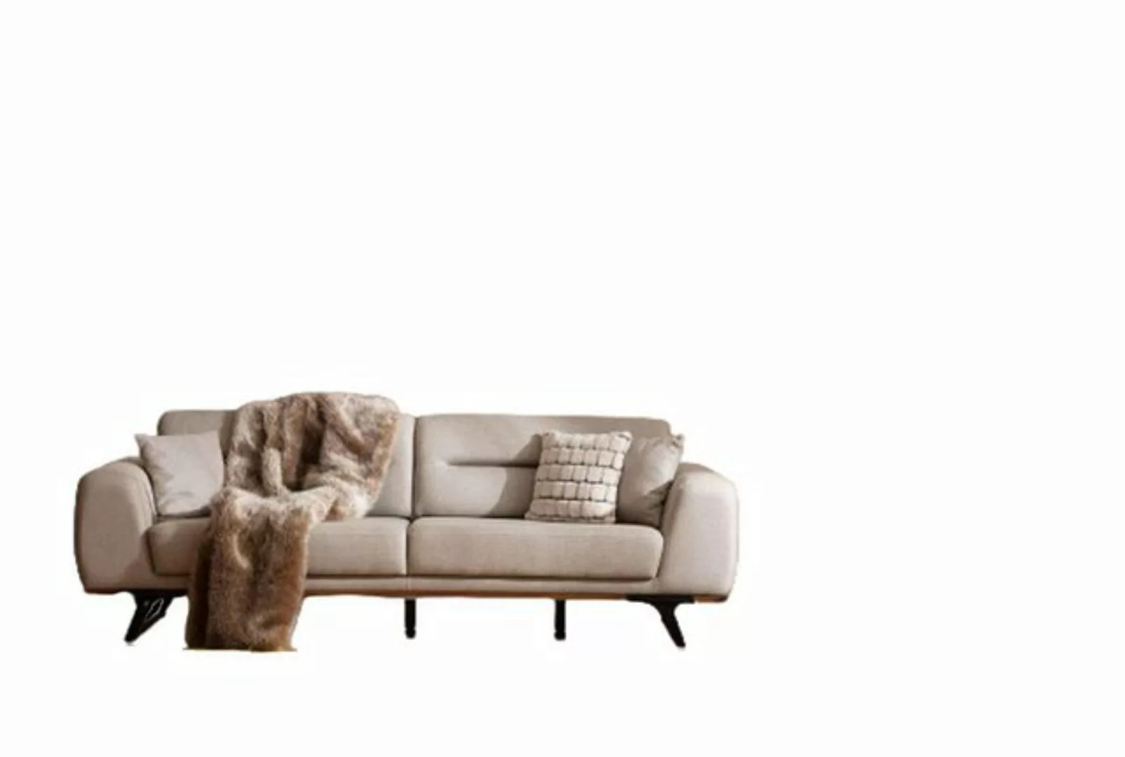 JVmoebel 3-Sitzer Sofagarnitur Klassischе Stoffsofa Dreisitzer Sessel Beige günstig online kaufen