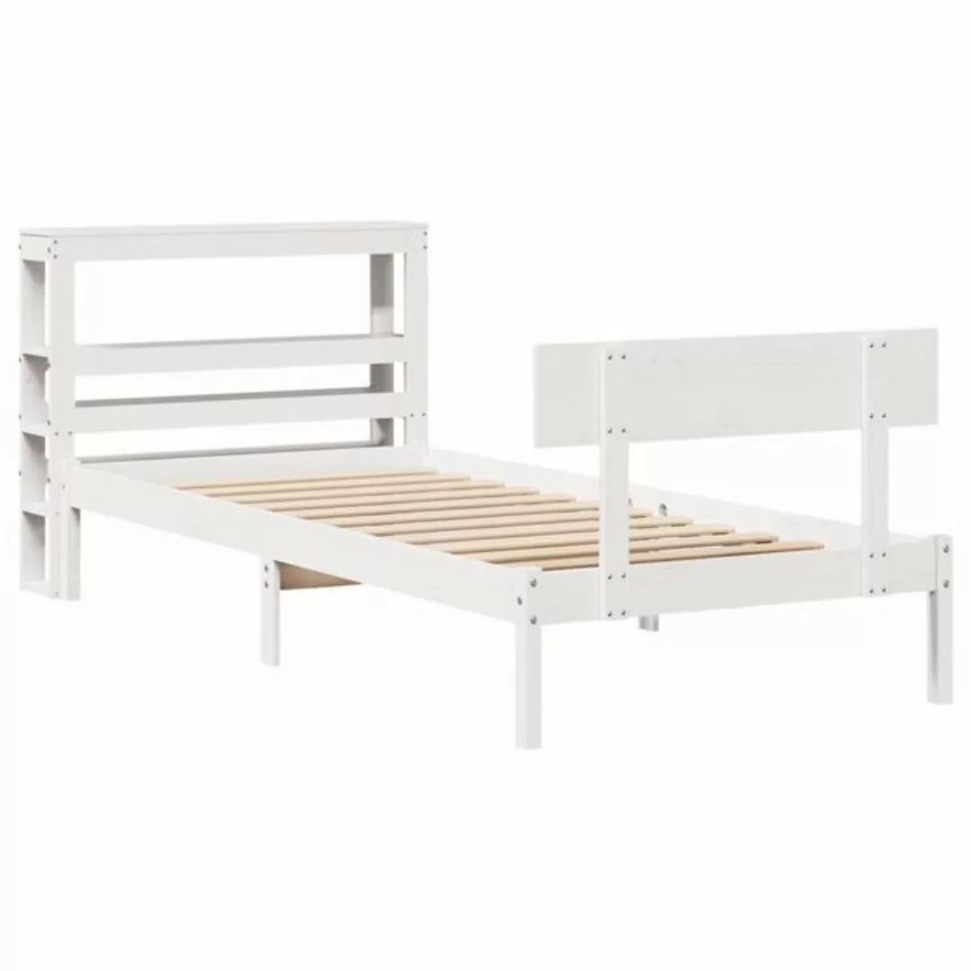 vidaXL Bett Massivholzbett ohne Matratze Weiß 75x190 cm Kiefernholz günstig online kaufen