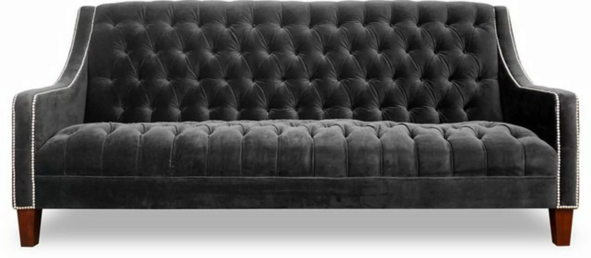 Xlmoebel Sofa 3-Sitzer Chesterfield Sofa in grauem Design aus Stoff und Led günstig online kaufen