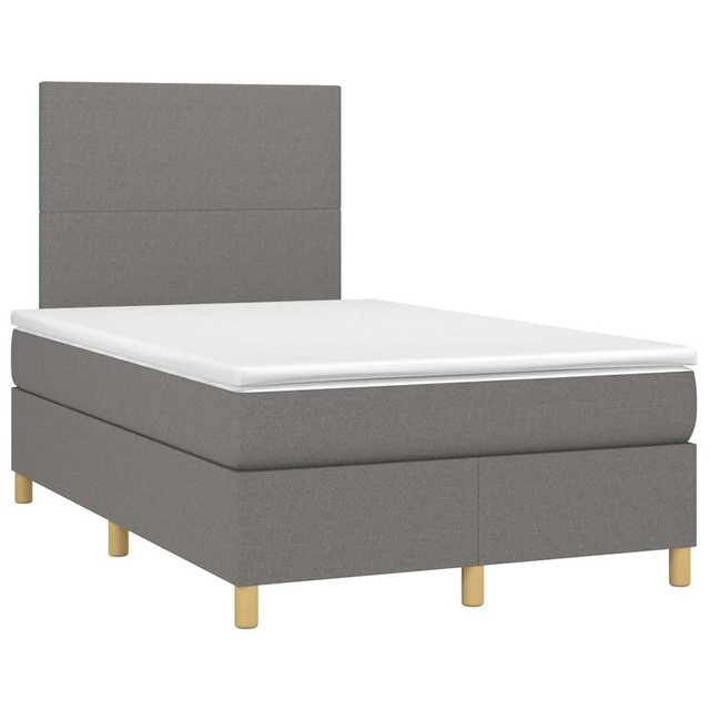 vidaXL Bett Boxspringbett mit Matratze & LED Dunkelgrau 120x190 cm Stoff günstig online kaufen