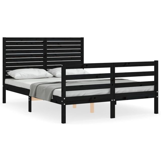 vidaXL Bett Massivholzbett mit Kopfteil Schwarz 120x200 cm günstig online kaufen