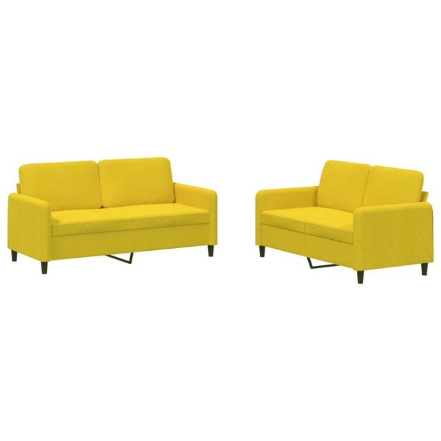 vidaXL Sofa Sofagarnitur Set mit Kissen Samt, 2-tlg., Gelb günstig online kaufen