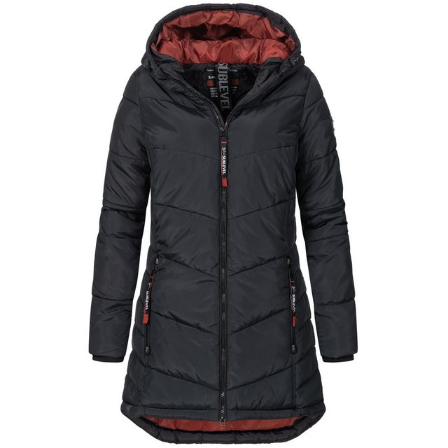 SUBLEVEL Steppjacke Damen Mantel mit Kapuze lange Winter Jacke Parka günstig online kaufen