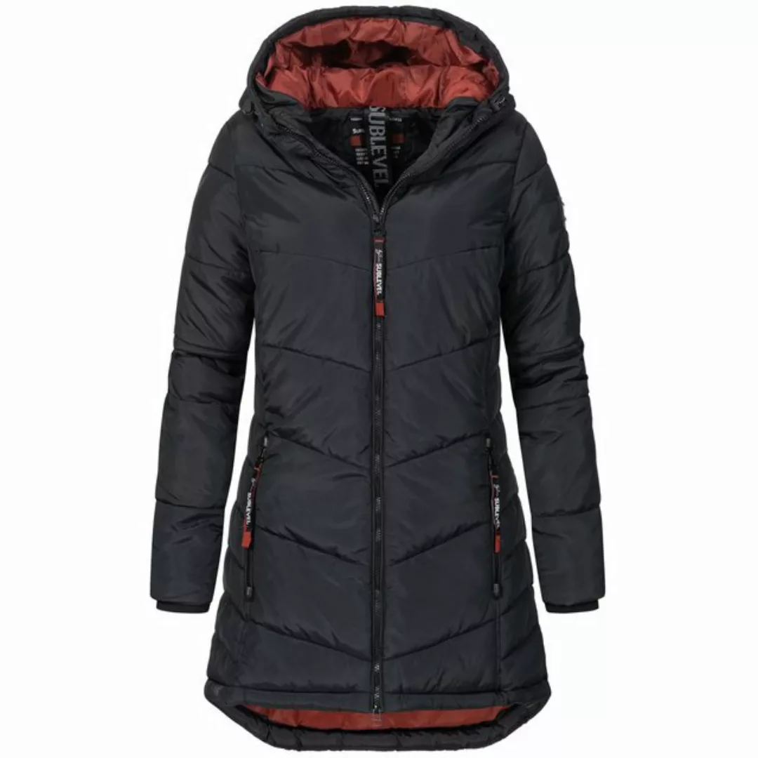 SUBLEVEL Steppjacke Damen Mantel mit Kapuze lange Winter Jacke Parka günstig online kaufen