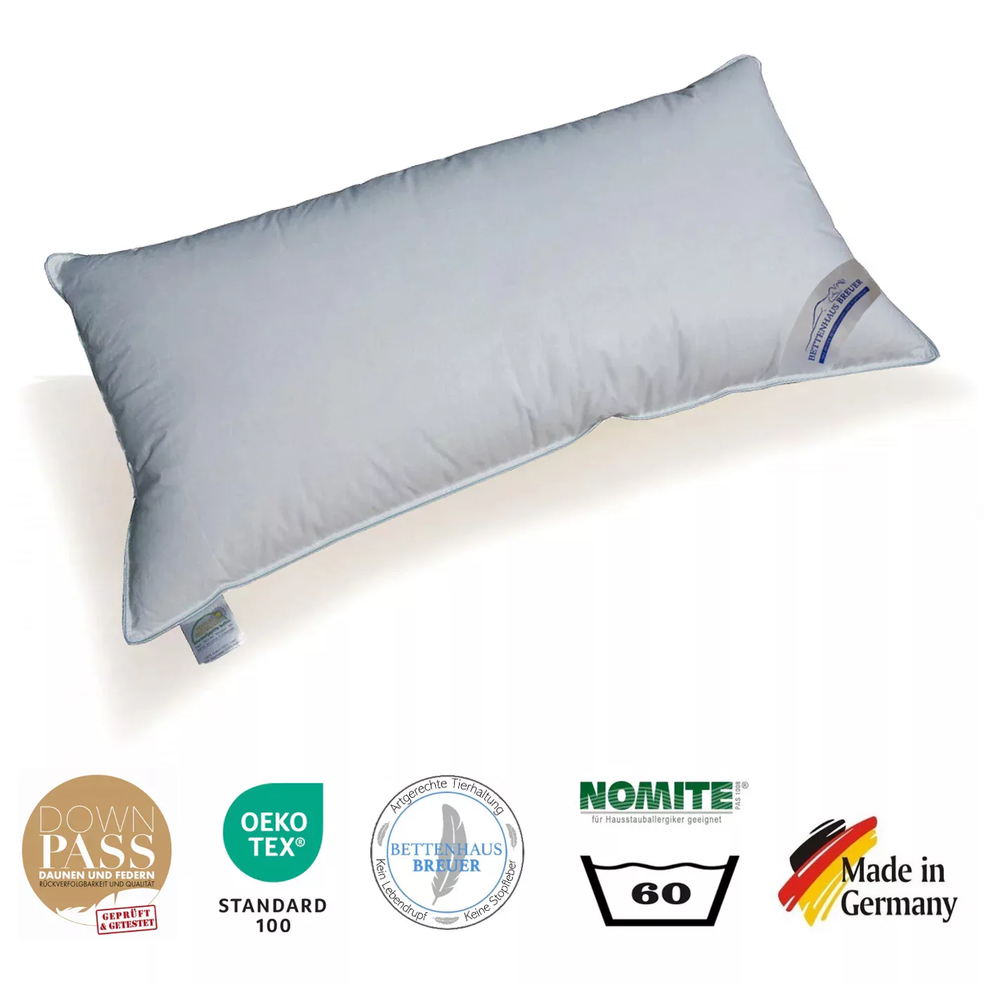 3 Kammer Kopfkissen Luxus Kissen dick 640g neue Daunen Klasse1 40x80 günstig online kaufen