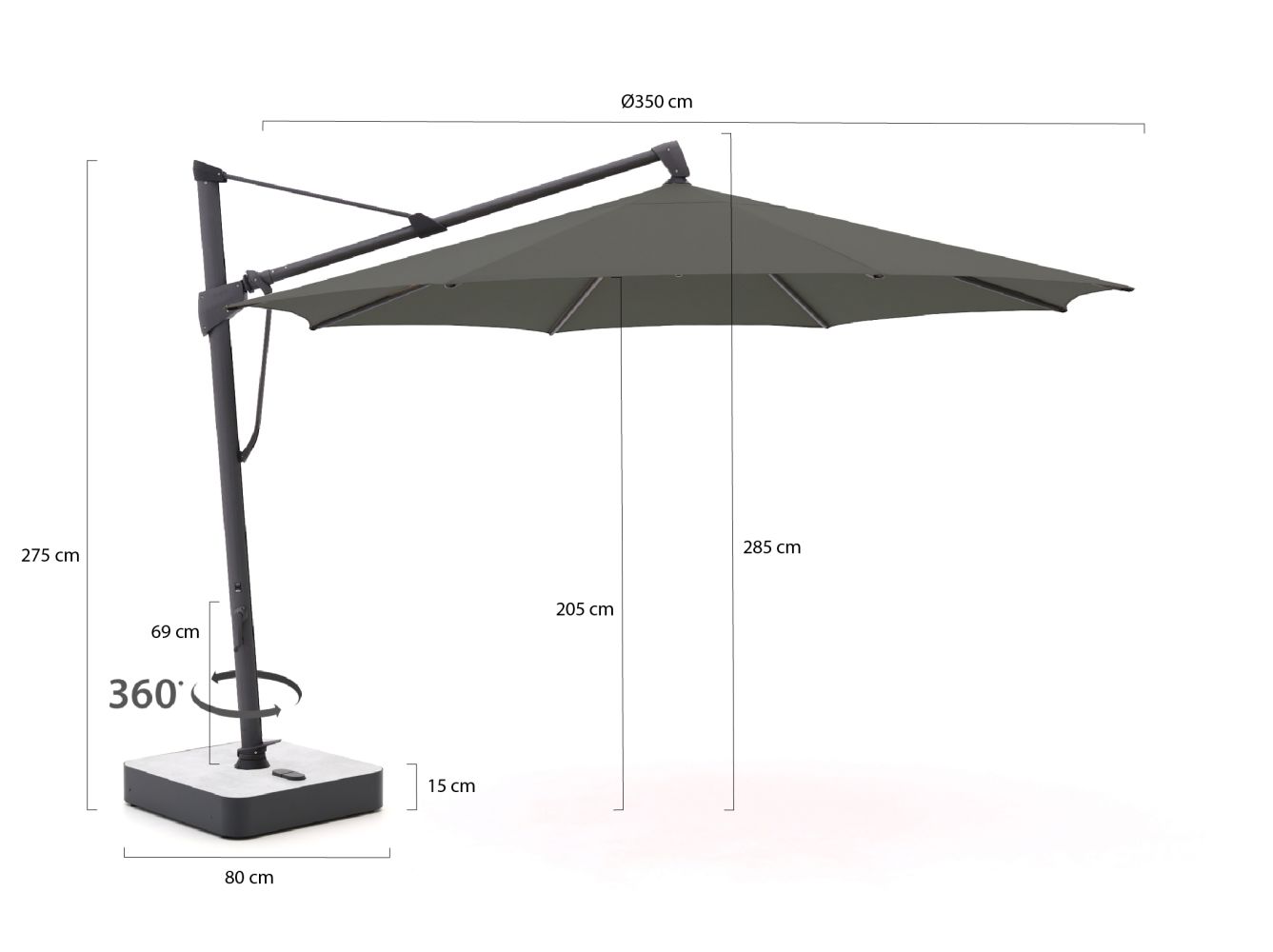 Glatz Sombrano S+ Easy Ampelschirm ø 350 cm günstig online kaufen