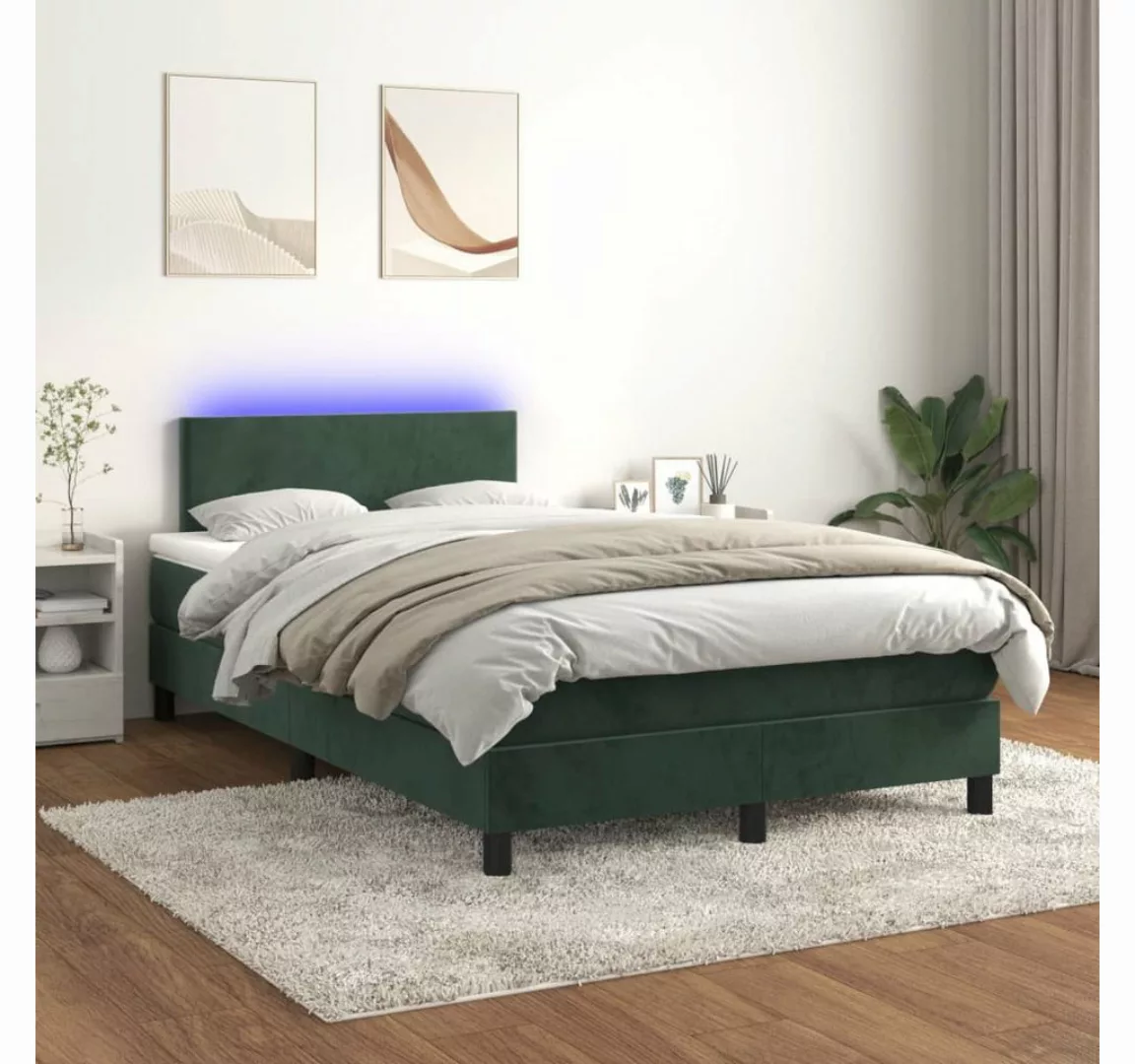 vidaXL Boxspringbett Bett Boxspringbett mit Matratze & LED Samt (120 x 200 günstig online kaufen