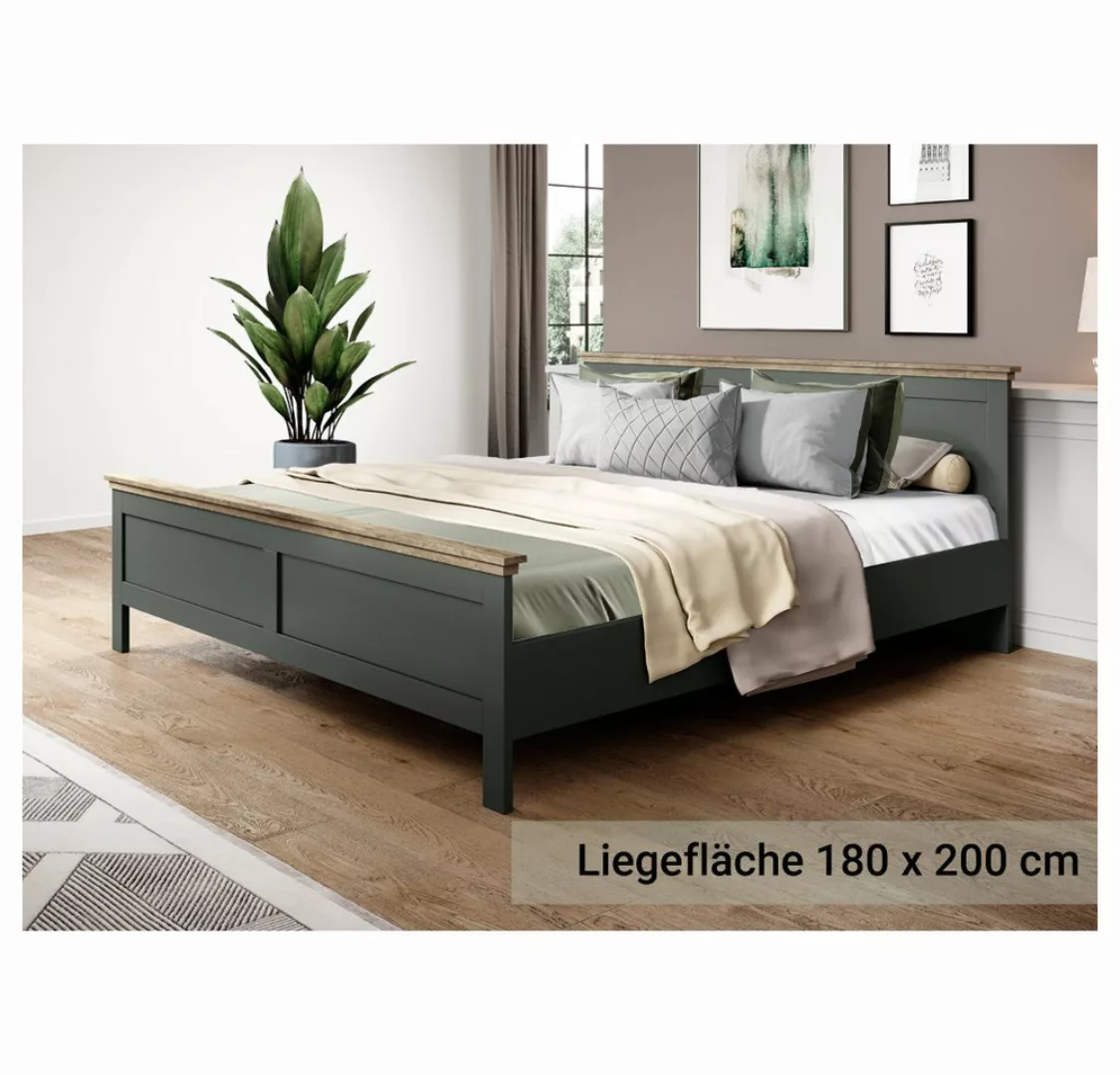 Lomadox Bett EPSOM-83, grün mit Lefkas Eiche Nb. 191,5/88,5/211,5 cm günstig online kaufen