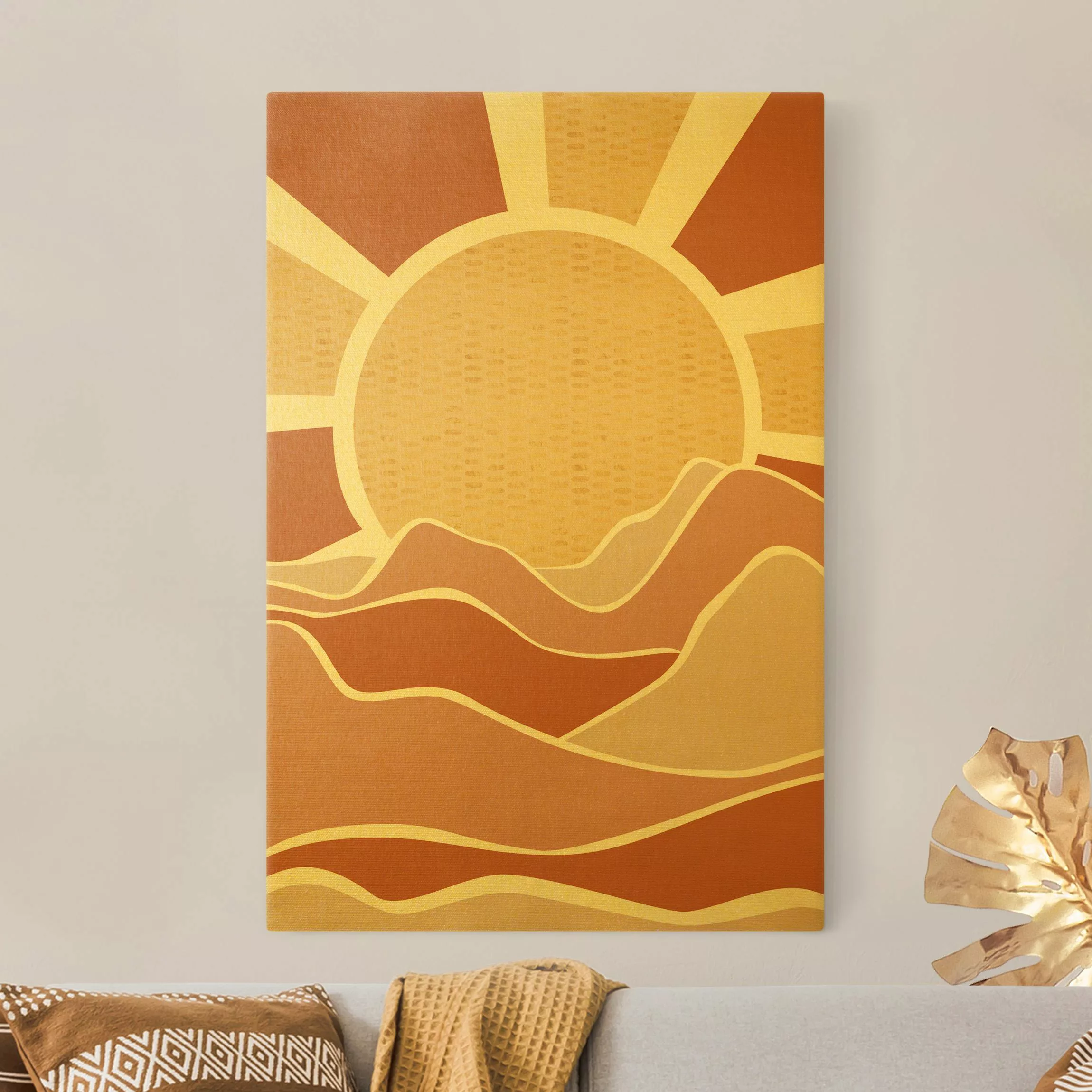 Leinwandbild Gold Berglandschaft mit goldenem Sonnenaufgang günstig online kaufen