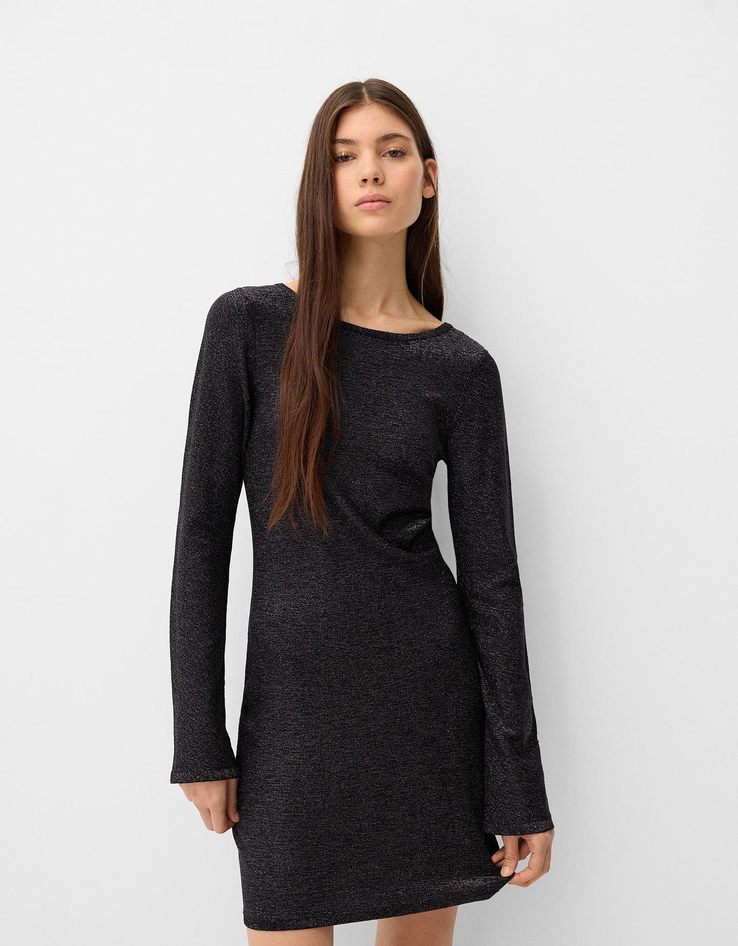 Bershka Glänzendes Minikleid Damen L Schwarz günstig online kaufen