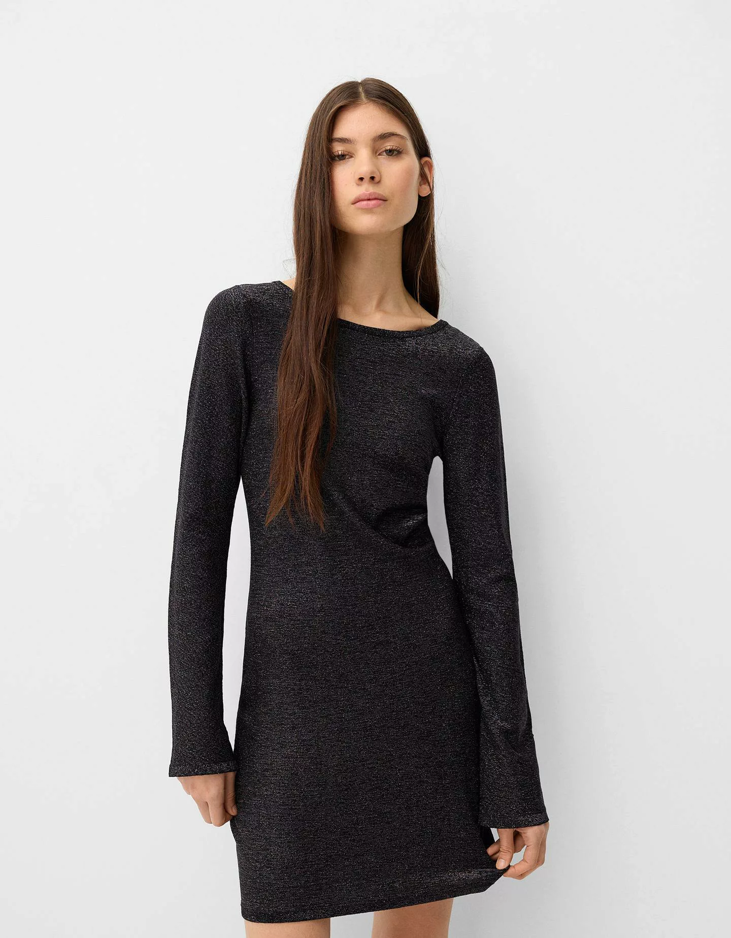 Bershka Glänzendes Minikleid Damen L Schwarz günstig online kaufen