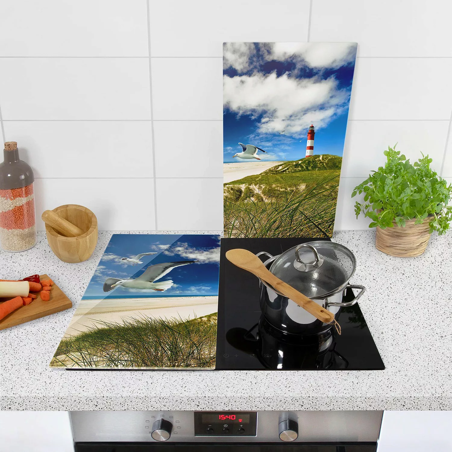 2-teilige Herdabdeckplatte Glas Natur & Landschaft Dune Breeze günstig online kaufen