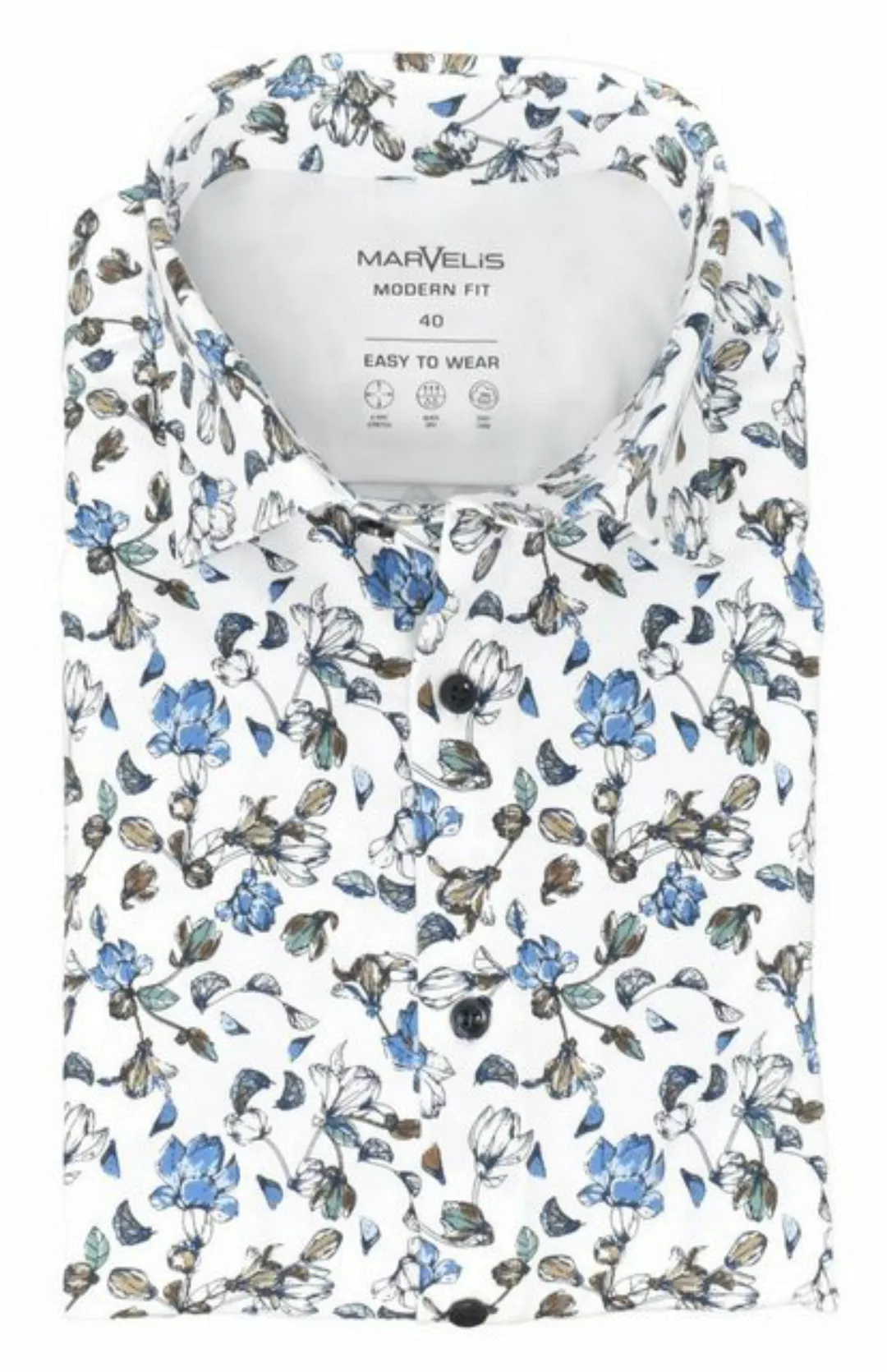 MARVELIS Businesshemd Easy To Wear Hemd - Modern Fit - Langarm - Muster - W günstig online kaufen