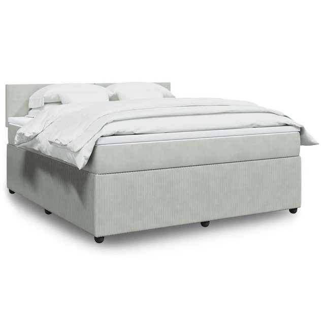 vidaXL Bettgestell Boxspringbett mit Matratze Hellgrau 180x200 cm Samt Bett günstig online kaufen