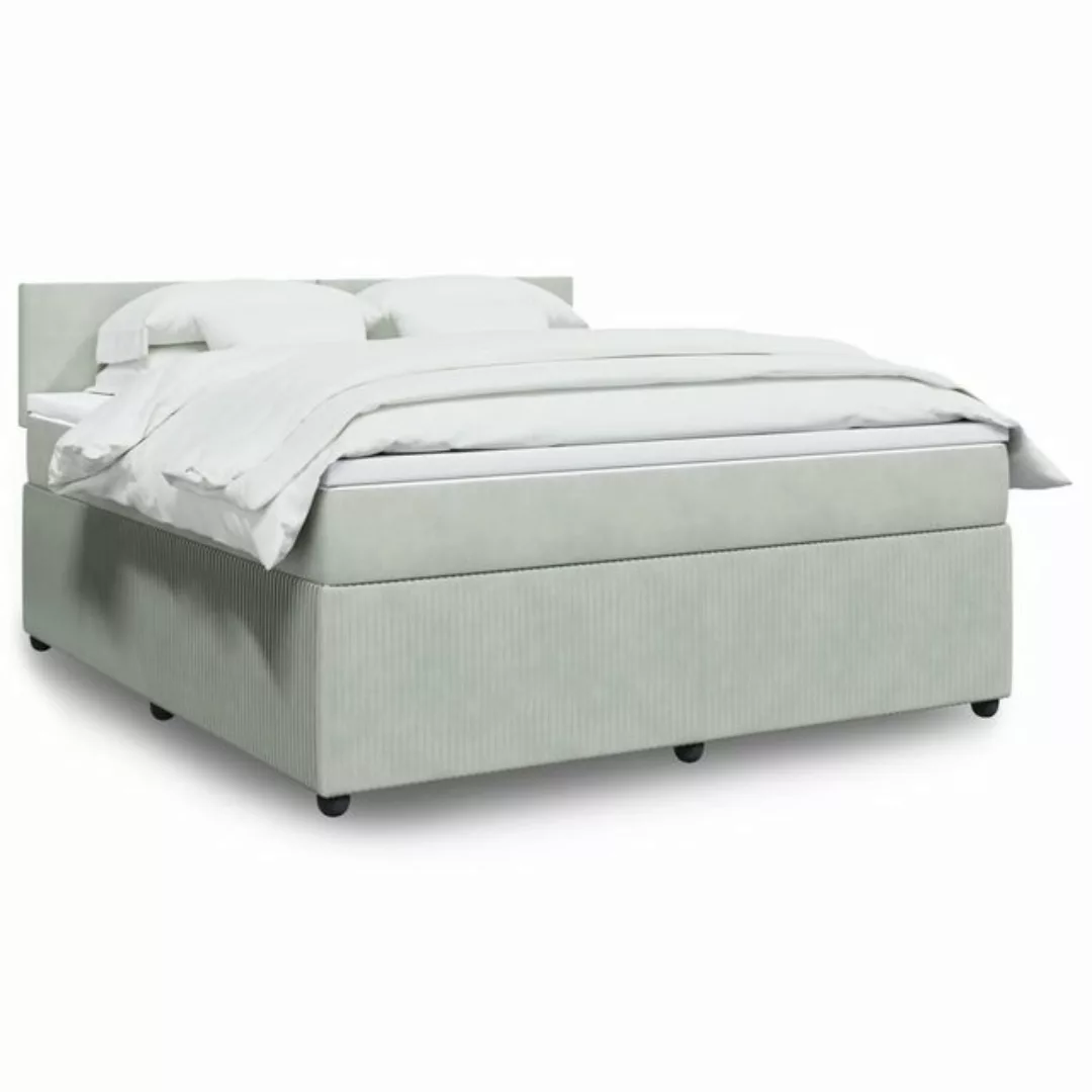 vidaXL Bettgestell Boxspringbett mit Matratze Hellgrau 180x200 cm Samt Bett günstig online kaufen