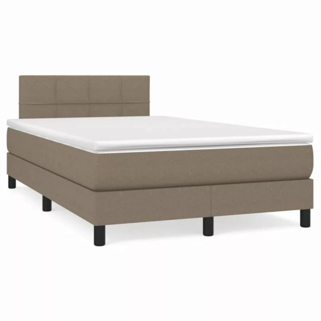 vidaXL Boxspringbett Boxspringbett mit Matratze Taupe 120x200 cm Stoff Bett günstig online kaufen