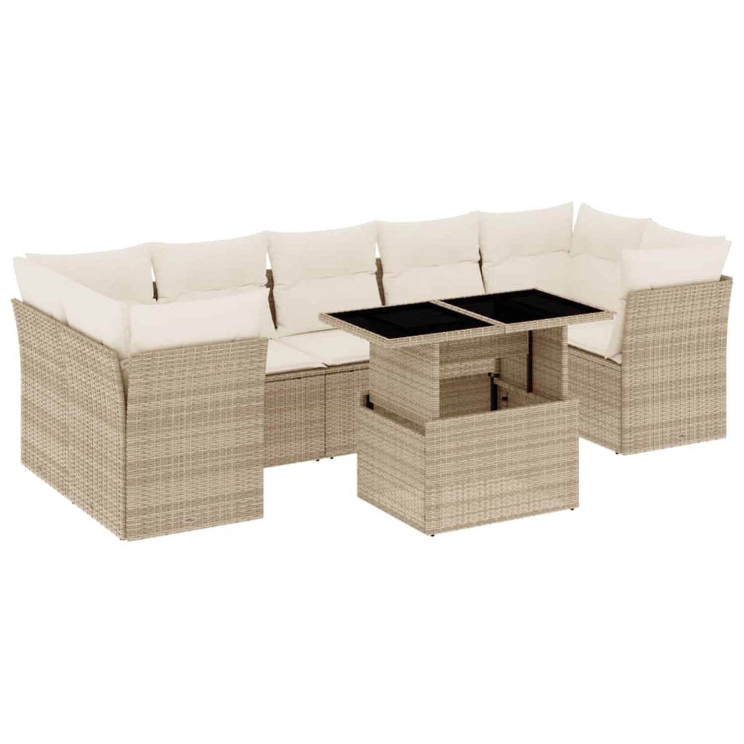 vidaXL 8-Tlg Garten-Sofagarnitur mit Kissen Beige Poly Rattan 3266398 günstig online kaufen