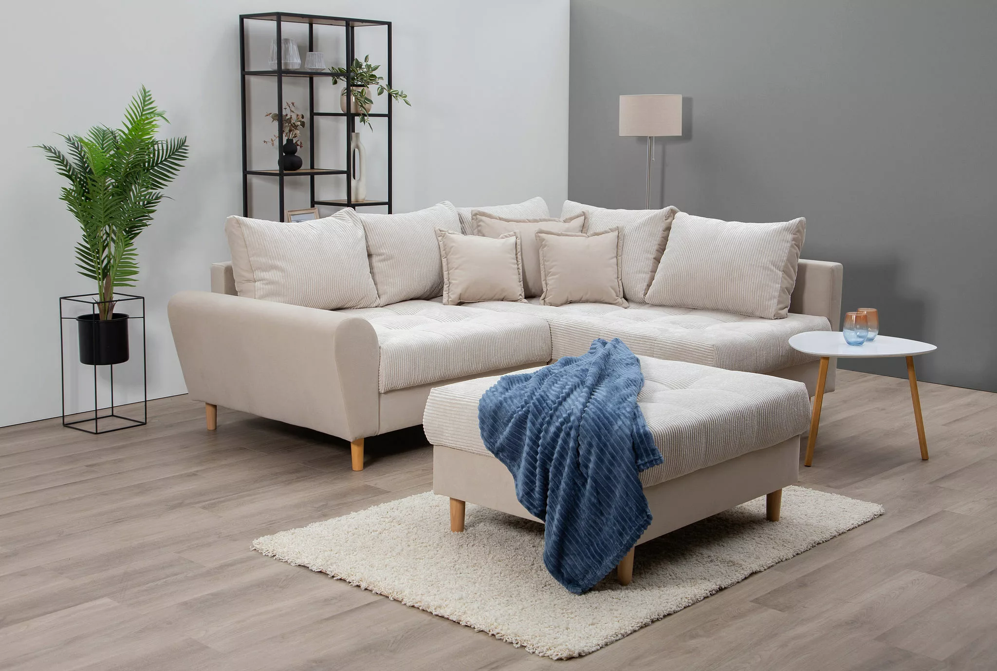 Home affaire Ecksofa "Rice L-Form", (Set, mit Hocker), mit Bonnellfederkern günstig online kaufen