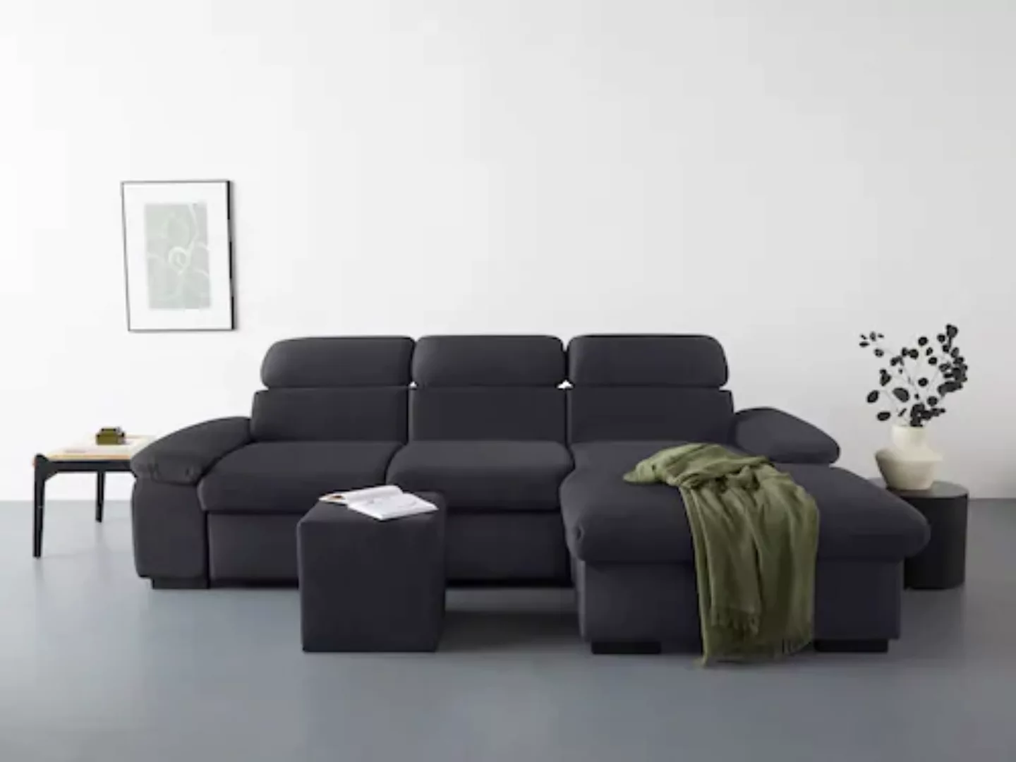 COTTA Ecksofa »Lola L-Form«, (Set, mit Hocker), mit Hocker & Kopfteilfunkti günstig online kaufen