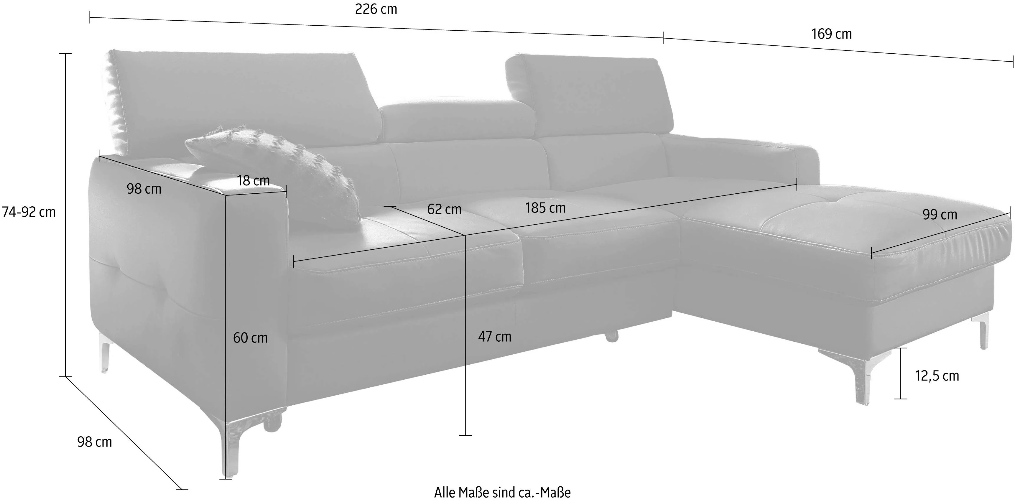 COTTA Ecksofa »Sammy L-Form«, wahlweise mit Bettfunktion günstig online kaufen