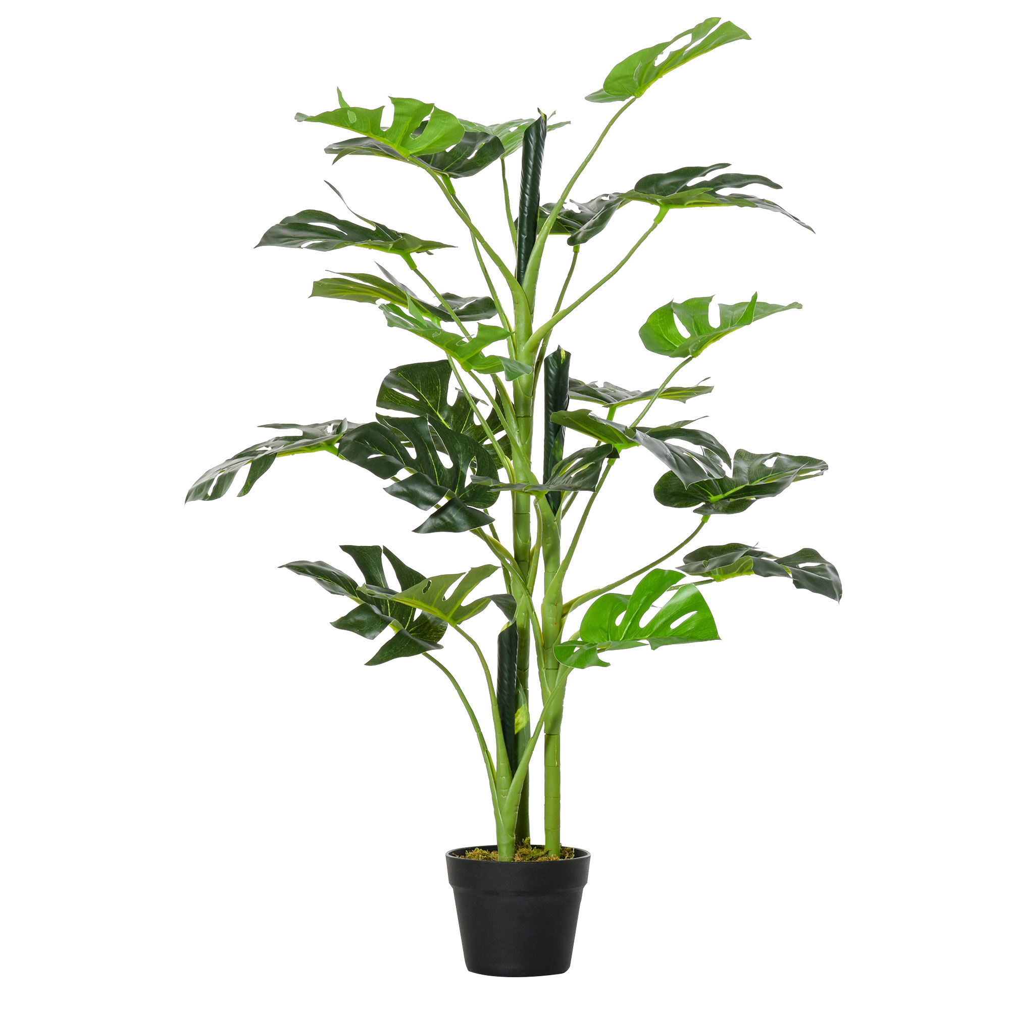 Outsunny Künstliche Monstera Pflanze künstlicher Baum mit 21 Blättern im Ze günstig online kaufen