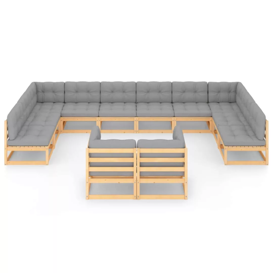 12-tlg. Garten-lounge-set Mit Kissen Kiefer Massivholz günstig online kaufen