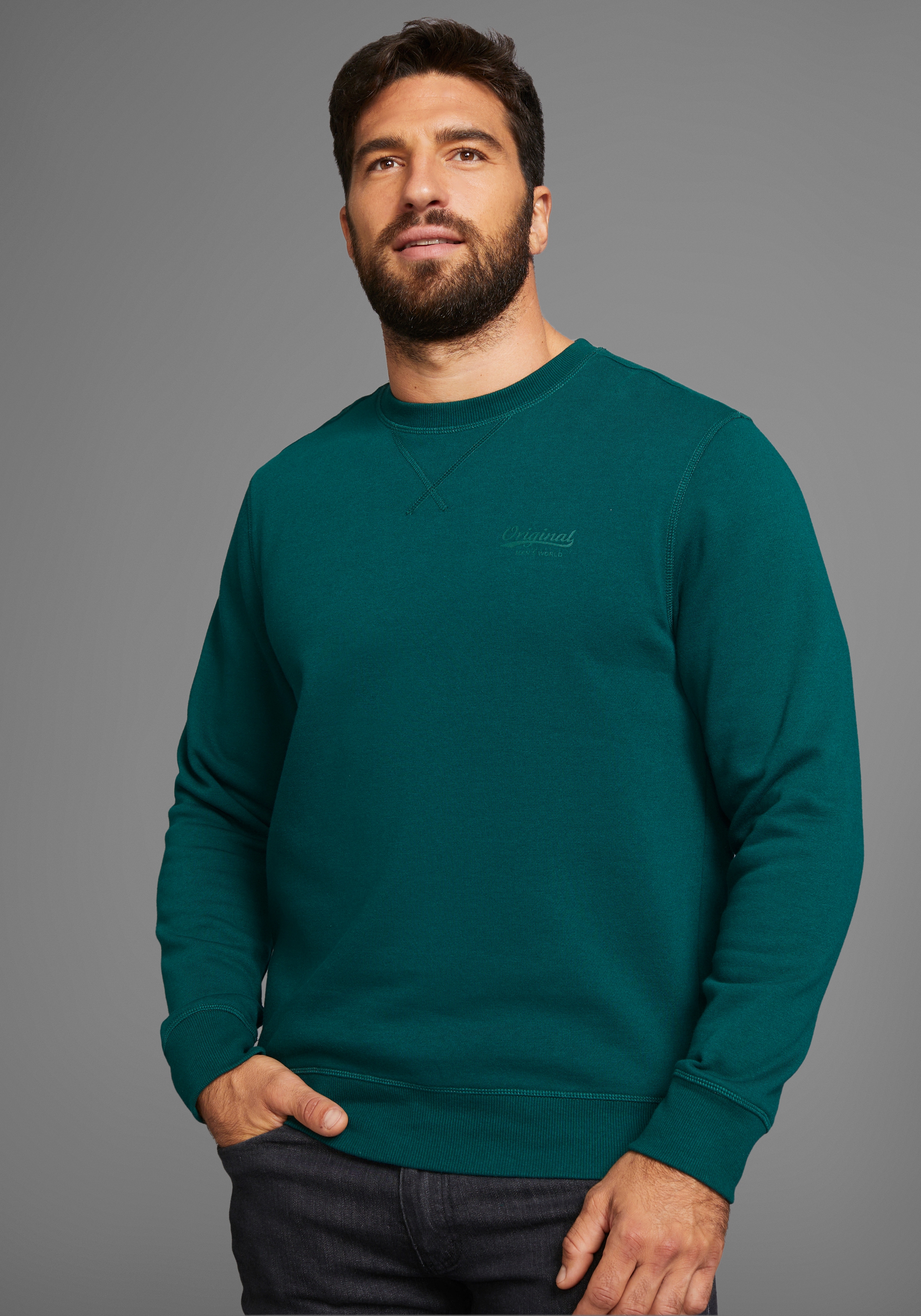 Man's World Sweatshirt Langarm, Basic-Stil, unifarben, Rundhalsausschnitt günstig online kaufen