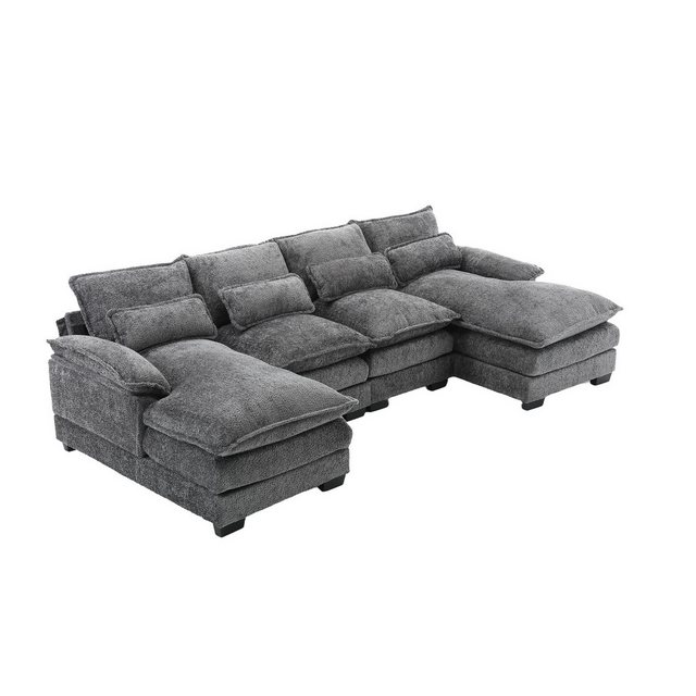 HAUSS SPOLE Ecksofa 4-Sitzer-Schlafsofa Big Sofa Sitzgruppe mit 4 Lendenkis günstig online kaufen