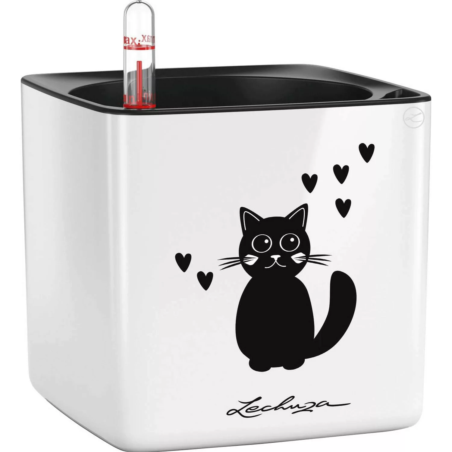 Lechuza Pflanzgefäß Cube Glossy Cat 14 cm x 14 cm x 14 cm Weiß günstig online kaufen