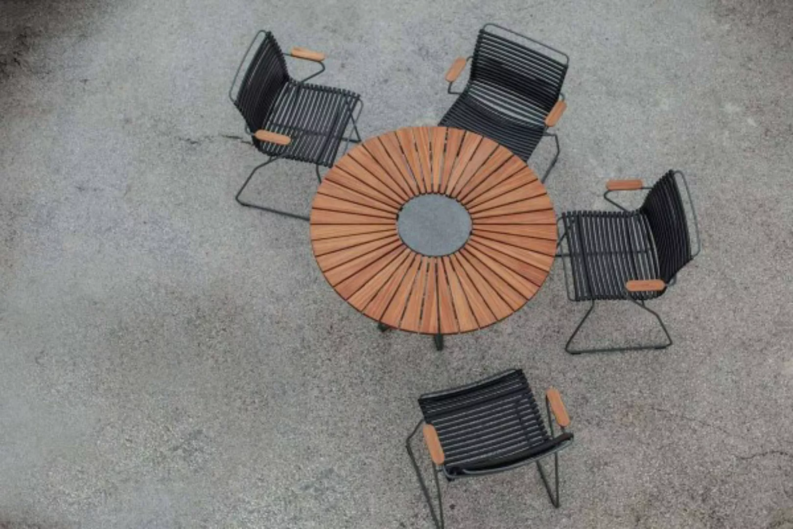 Sparset 5 tlg. Tisch Circle Ø110 Stühle dunkelblau günstig online kaufen