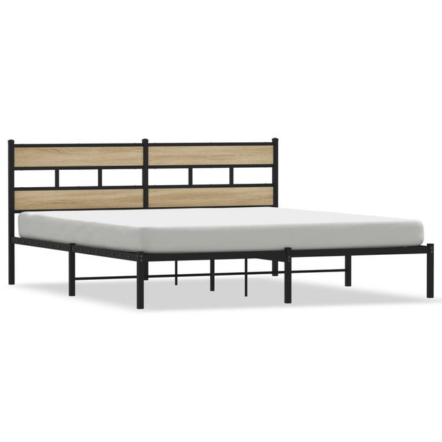 vidaXL Bett, Metallbett ohne Matratze Sonoma-Eiche 200x200 cm günstig online kaufen