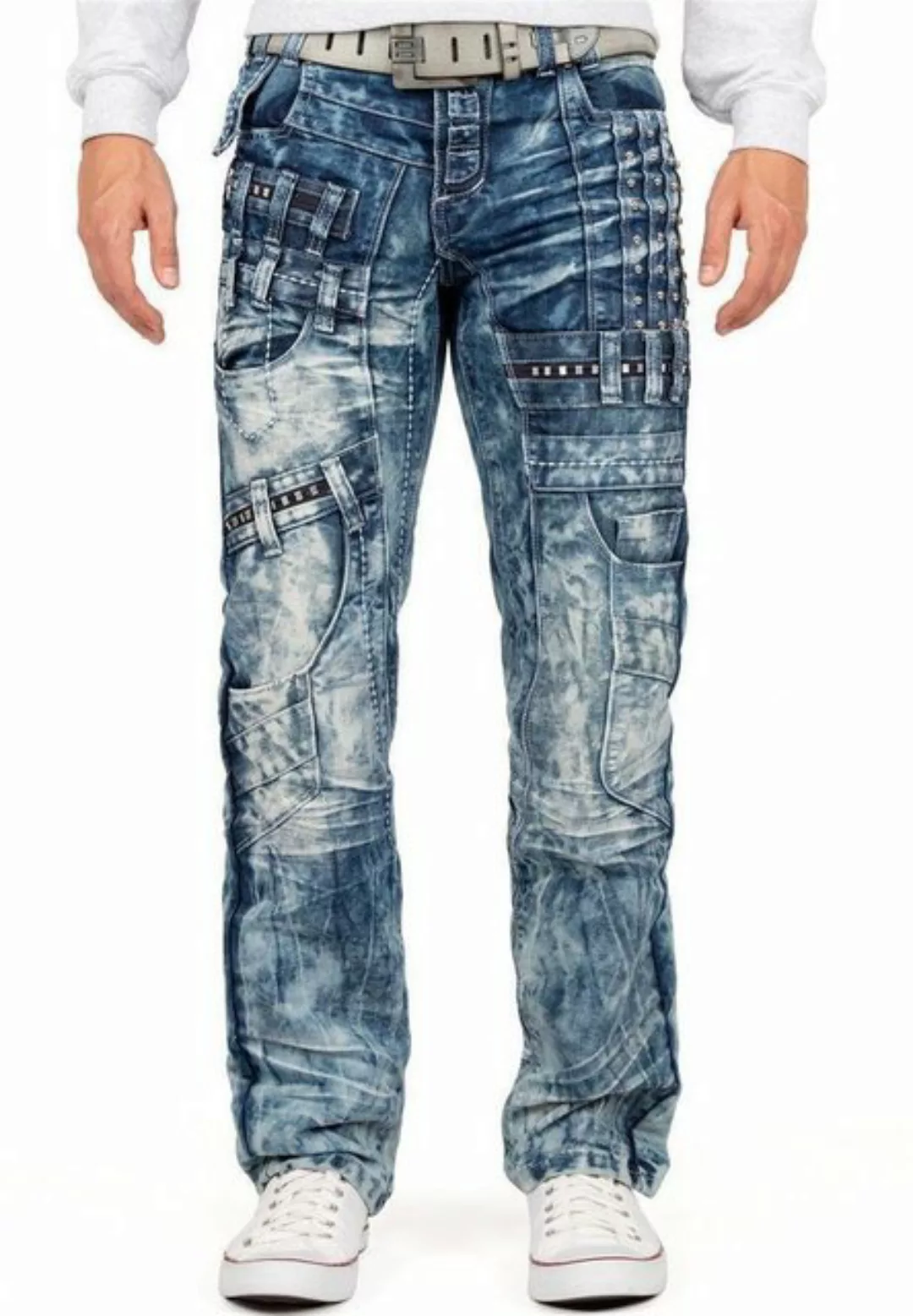 Kosmo Lupo 5-Pocket-Jeans Auffällige Herren Hose BA-KM8004-1 Schwarz W34/L3 günstig online kaufen