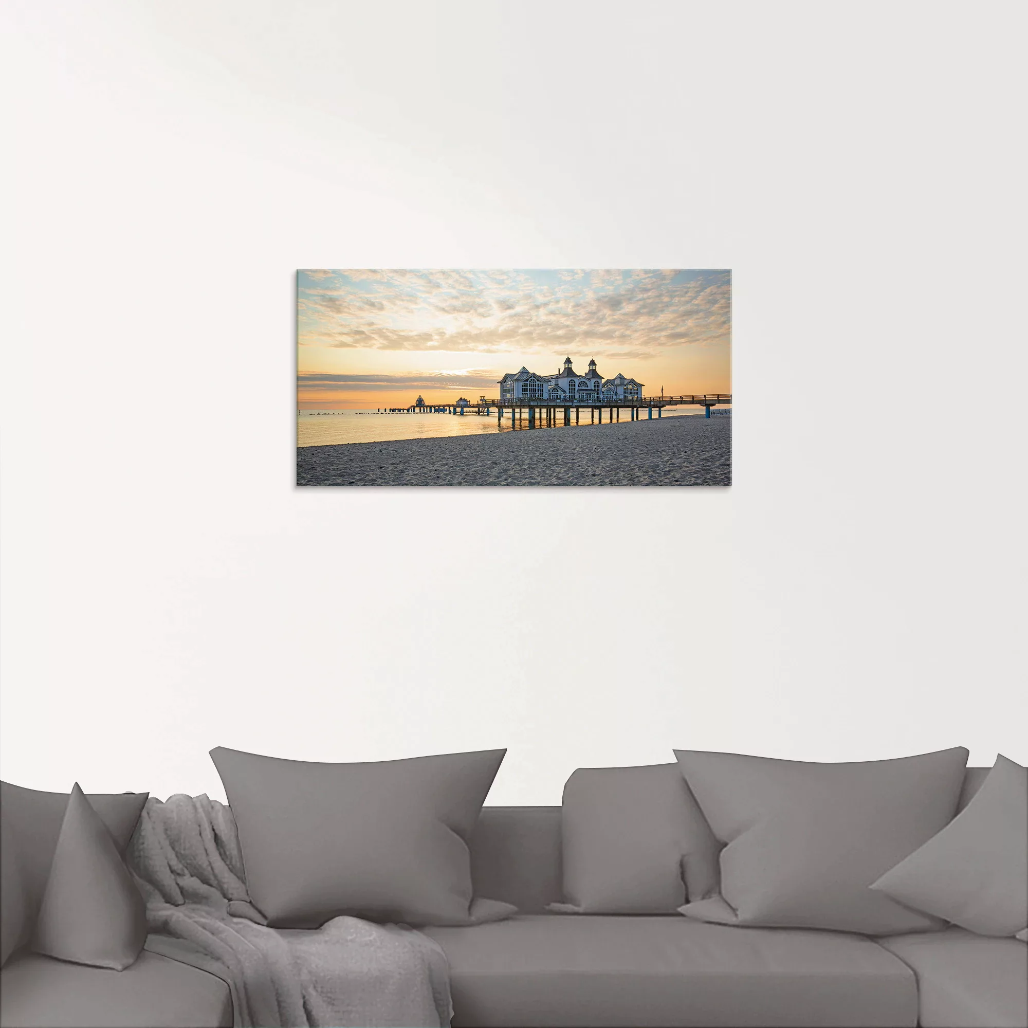 Artland Glasbild "Seebrücke Sellin bei Sonnenaufgang", Strand, (1 St.) günstig online kaufen
