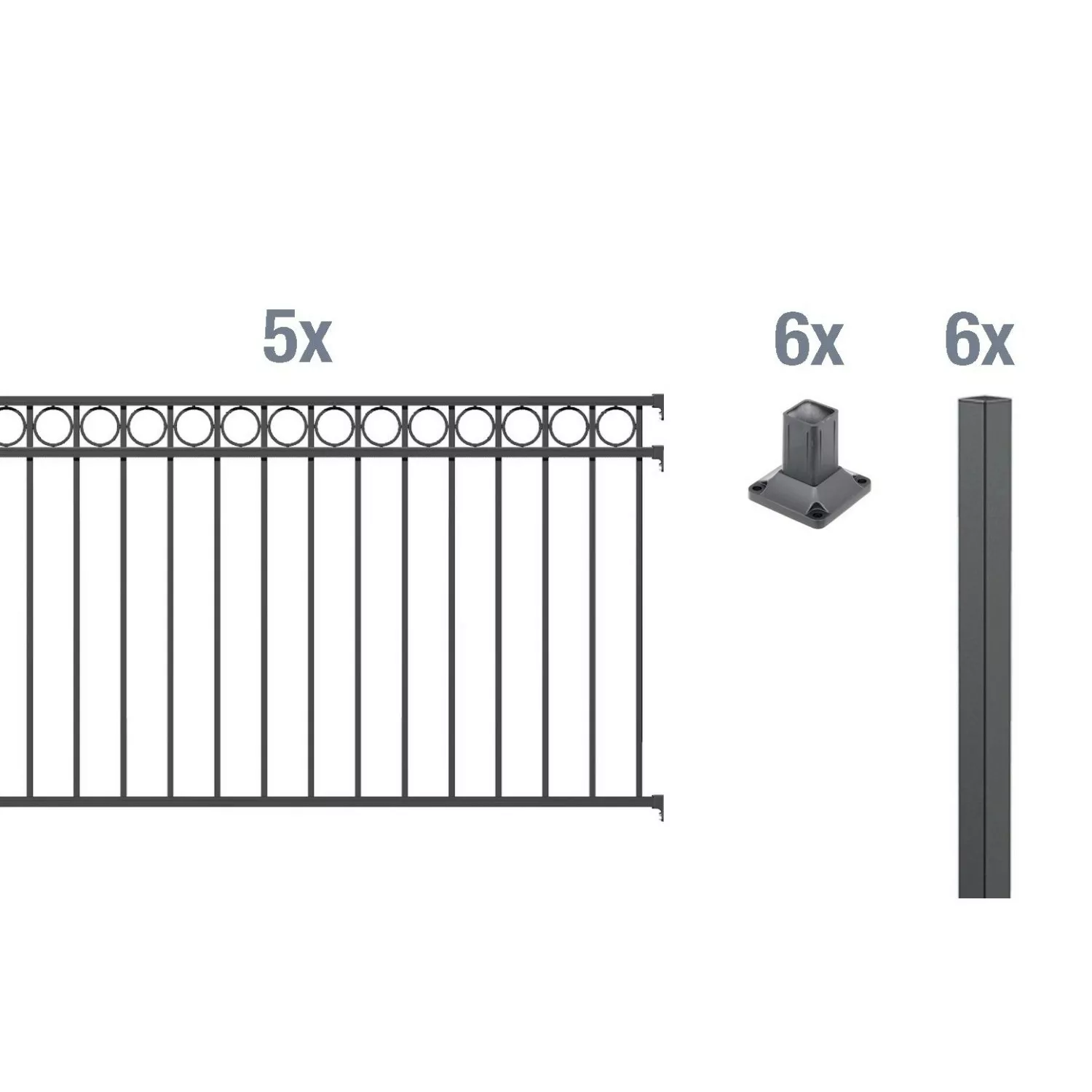 Metallzaun Grund-Set Circle Anthrazit z. Aufschrauben 120 cm x 1000 cm günstig online kaufen