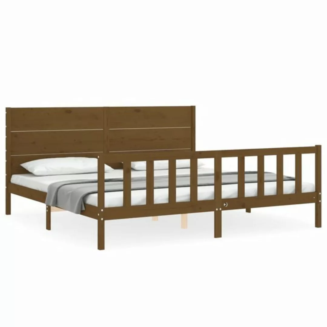 vidaXL Bett Massivholzbett mit Kopfteil Honigbraun 200x200 cm günstig online kaufen